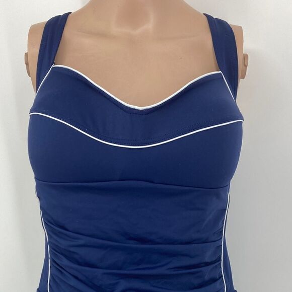 Nip Tuck Swimsuit One Piece Multi Fit Cup Size 10 Blue/White Color - Picture 2 of 6